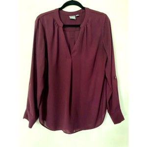 Soho New York & Co Jeans Women's Purple V Neck Long Sleeved Blouse Size L